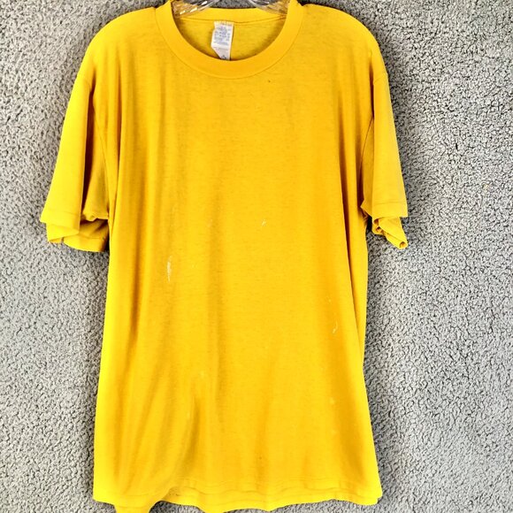 Vintage Jerzees Basic T-Shirt Yellow Mens XL 50/50 Heavyweight Made in USA Blank - Picture 1 of 4